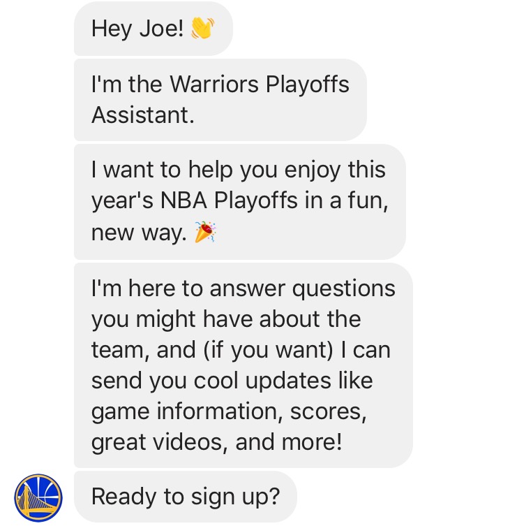 Golden State Warriors Messenger Bot